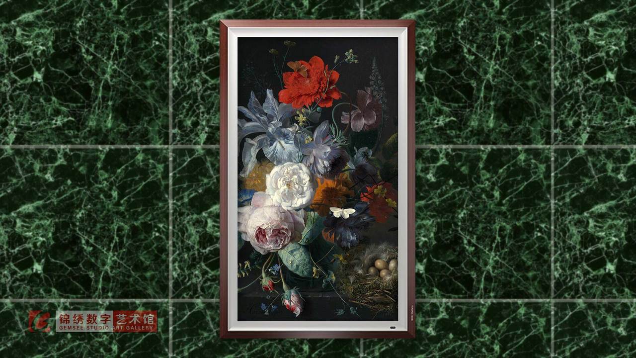 画屏 玻璃画屏的鲜花有罂粟和鸟巢 海以森