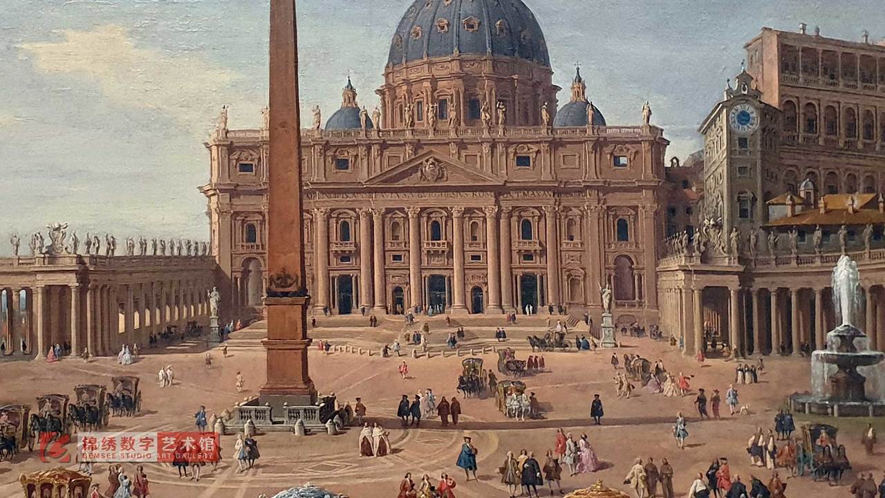 画屏 罗马圣彼得广场上的崔瑟尔公爵之旅 帕尼尼