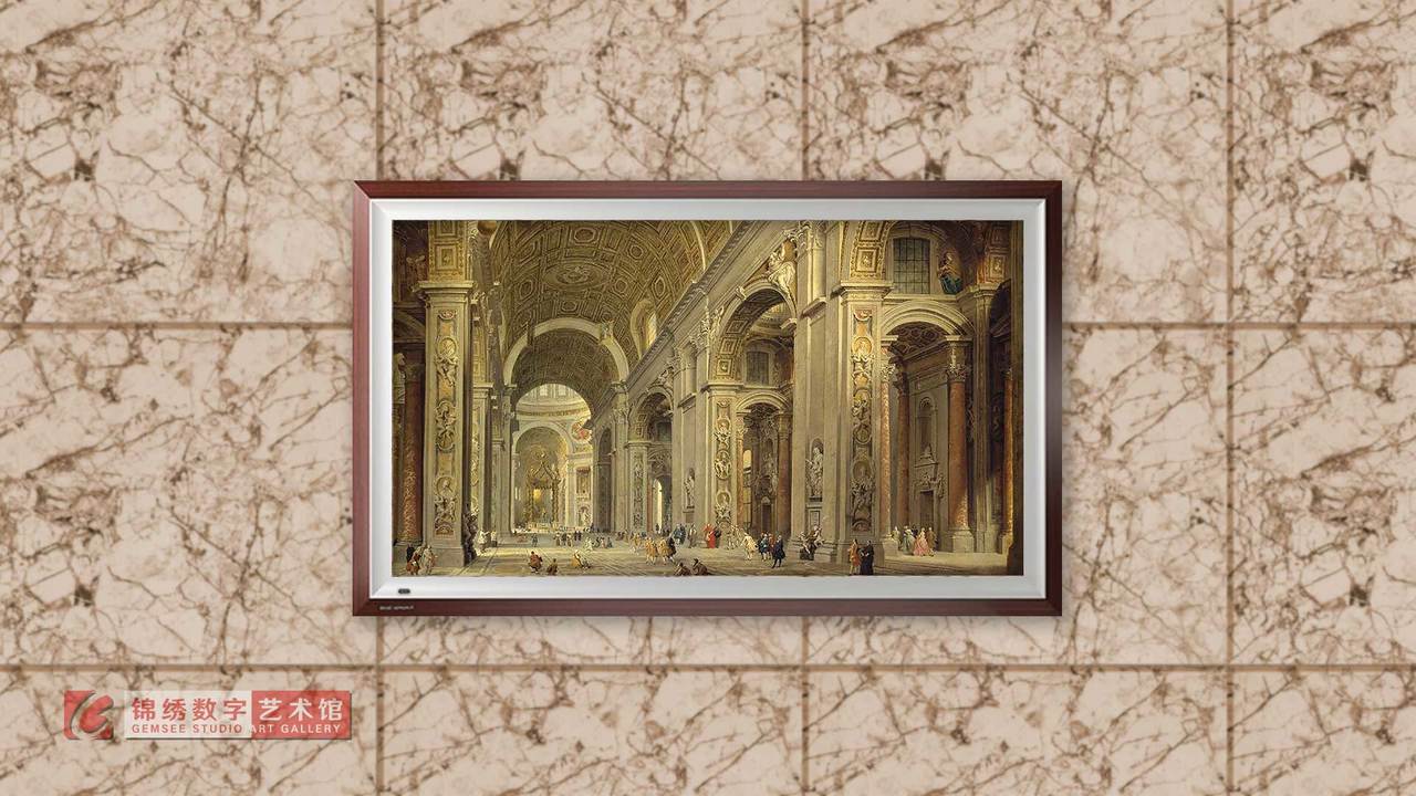 画屏 罗马圣彼得教堂内部 帕尼尼