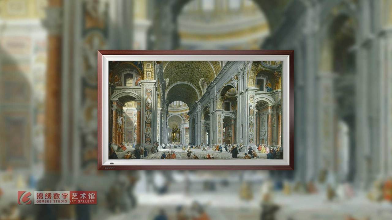 画屏 罗马圣彼得教堂内部 帕尼尼