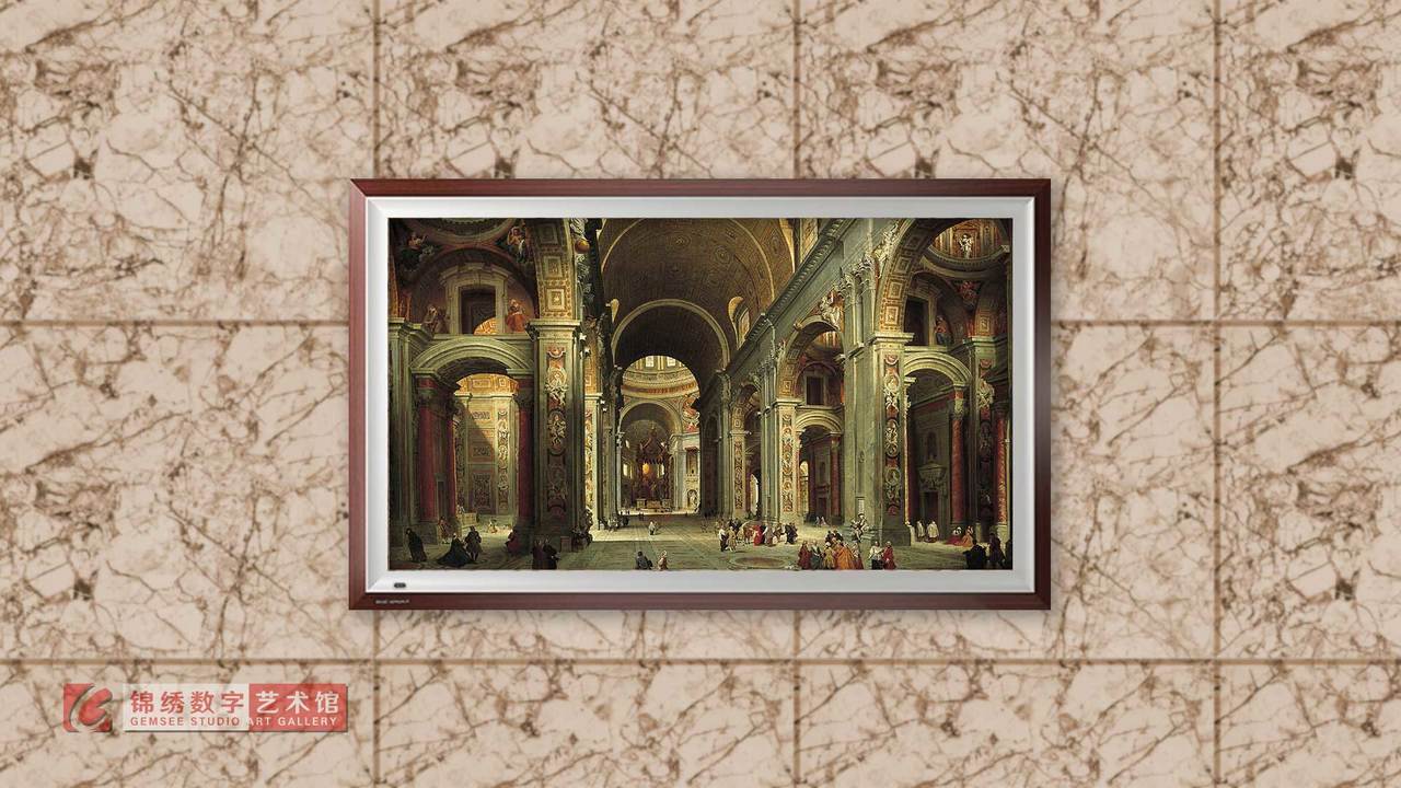 画屏 梵蒂冈圣彼得大教堂内部 帕尼尼